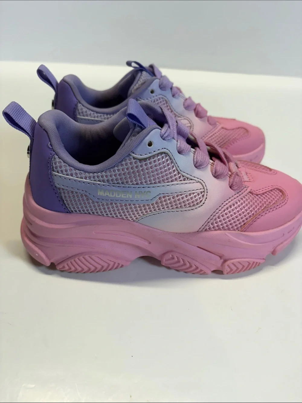 Madden NYC Pink Purple Chunky Sneakers Kids Girls Size 1 Athletic - Picture 3 of 7